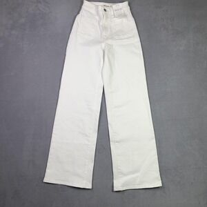 Madewell The Curvy Emmy Wide Leg Jean Womens Size 23 White Super Stretch FLAWS
